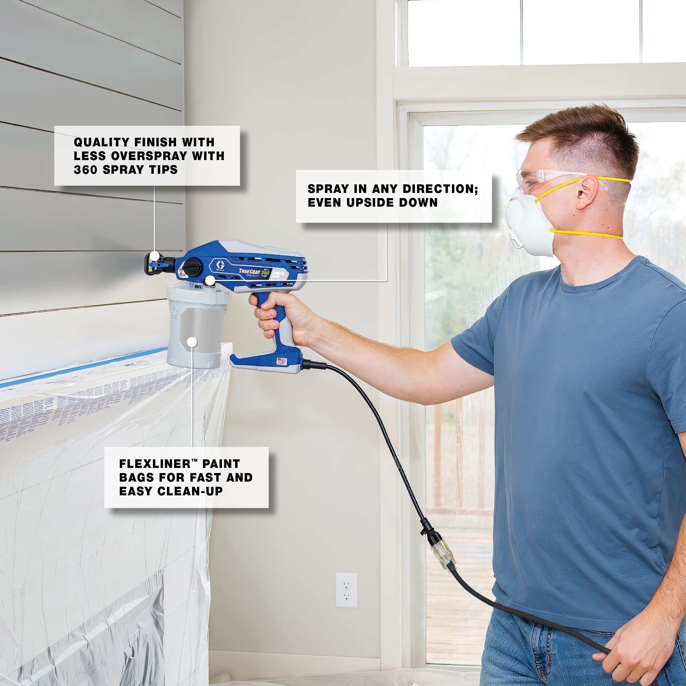 Graco 26D280 TrueCoat 360 Single Speed Paint Sprayer, Corded Electric, (Blue/White) - Image 4