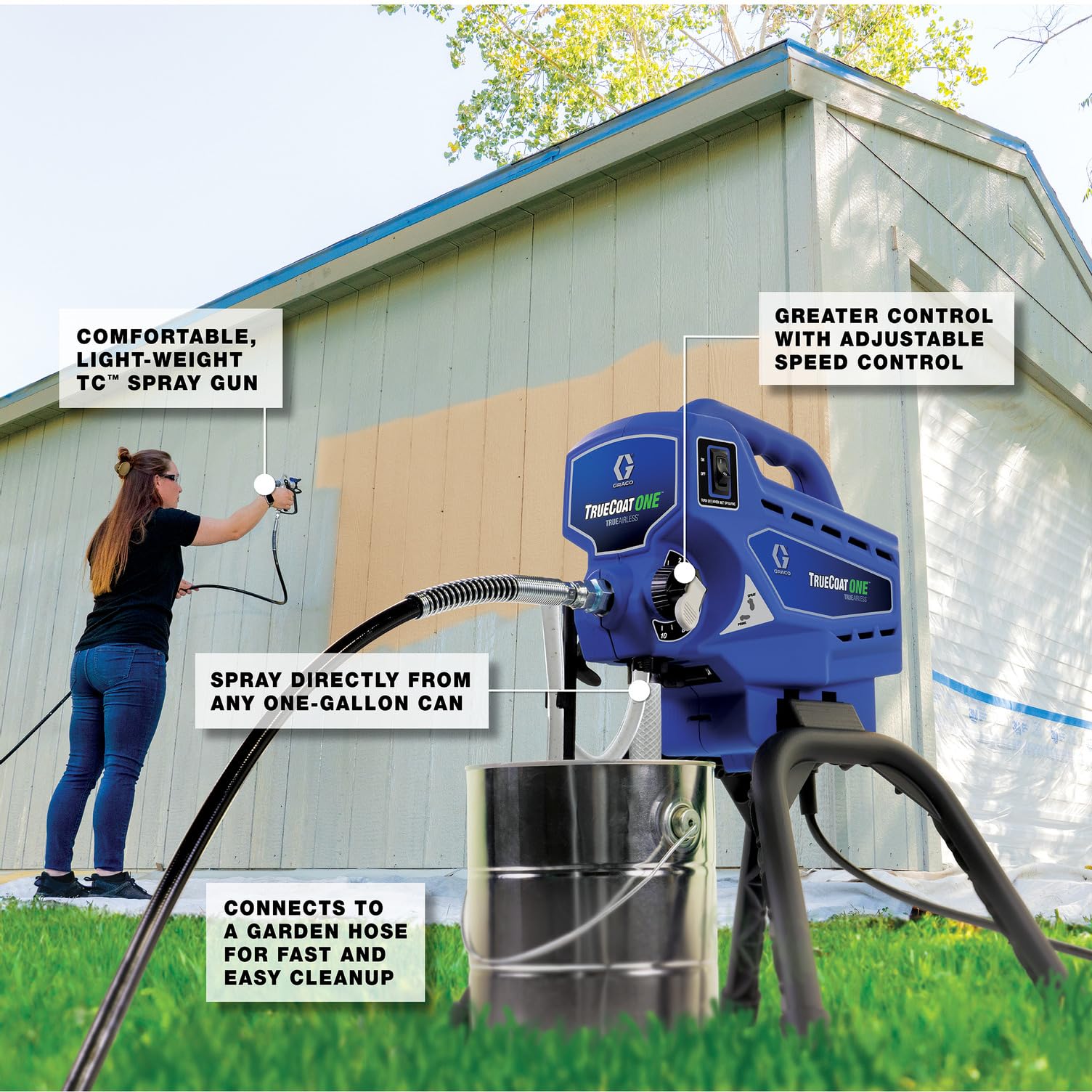 Graco Airless Paint Sprayer | DIY Designed for Interior or Exterior Projects | TrueCoat One TrueAirless Electric Sprayer 26DTC1 - Image 4